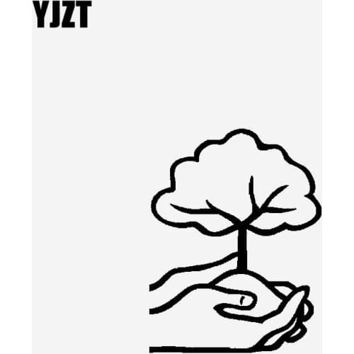 YJZT 12CM*15.7CM Creative Design Car Sticker Vinyl Decal Protected Plants Black/Silver C23-1053