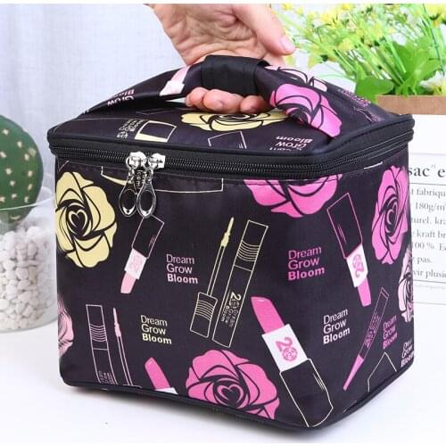 Woman Cosmetic Bags Striped Flamingo Organizer Waterproof Makeup Bag Travel Toiletry Bag Large Capacity Cosmetic Bag
