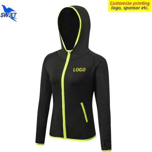 Customize LOGO Women Hoodies Zip Up Running Jacket Quick Dry Long Sleeve Sports Gym Sweatshirt Yoga Fitness Zipper Outwear Tops