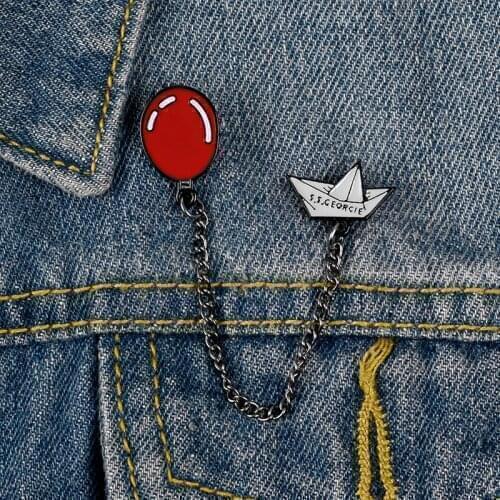 The Nightmare Before Christmas Red Balloon Brooch Enamel Pins Metal Broches for Women Badge Pines Metalicos Brosche Accessories