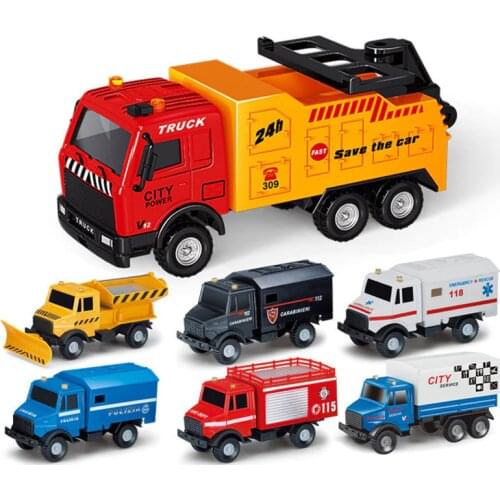 1:55 Alloy SWAT Car Toy Pull Back High Simulation Engineering Car Rescue Present Diecast Toys For Children Vehicles Gifts TY0526