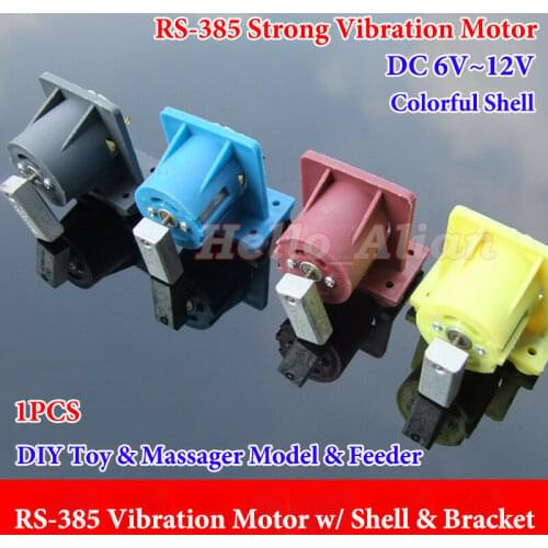 1PC DC 6V-12V 20000RPM Micro 385 Strong Vibration Vibrating Motor + Shell For Massager/Toy/Feeder