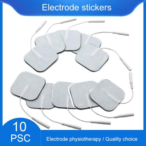 10Pcs5*5cm2mm Plug Non-woven Fabric Reusable Self Adhesive Electrode Pads Conductive Gel Pad Body Digital Physiotherapy Massager