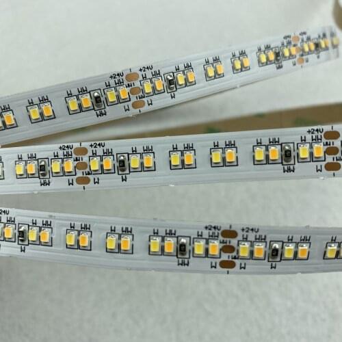 2216 SMD 240leds/m DC24V led dual color CCT adjustable flexible strip;5m long;96W;white PCB;non-waterproof