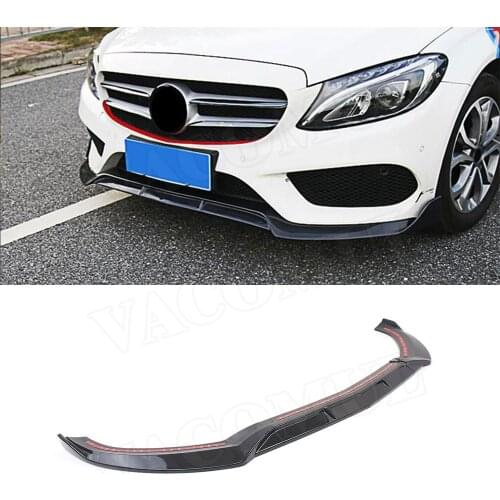 3Pcs ABS Car Front Bumper Lip Spoiler for Mercedes Benz C Class W205 C43 AMG C200 C300 not for C63 2014-2018 Car Styling 3PCS