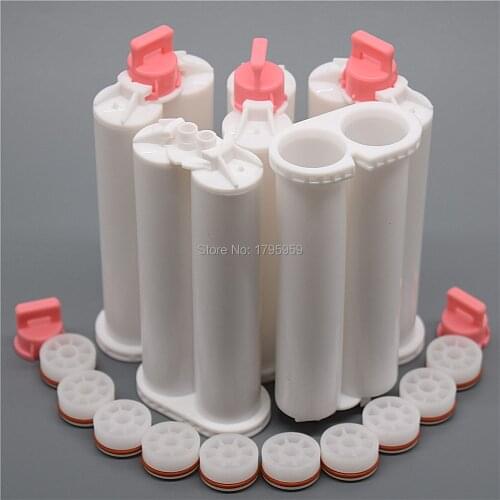 5pc 1:1 Dual-Barrel Empty Cartridge 50ml Two Component AB Glue Tube for Round Type Back Glue Gun Adhesives Caulking Guns Tool