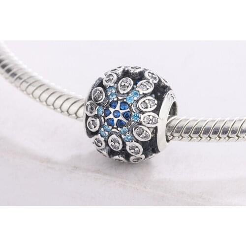 925 Sterling Silver Blue Zircon Crystal Designer Beaded Charm Bracelet Pendants Bracelets DIY Jewelry Making For Pandora