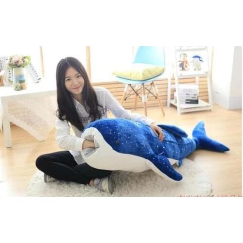 Large 120cm cartoon dark blue whale plush doll throw pillow toy birthday gift h2826