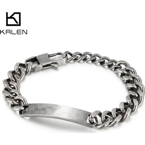 Kalen Vintage 10mm Simple Curb Cuban Chain Mens Punk Bracelet Accessory Link Jewelry Accessories