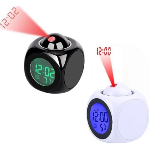 LUDA Digital Alarm Clock LED Projector Temperature Thermometer Desk Time Date Display Projection Calendar Table Clock