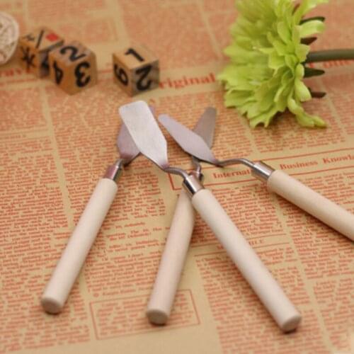 Log Oil Painting Knife Palette Knife Stainless Steel Palette Scraper Painting Knives Blade Anti Slip Lightweight Scraper Tools