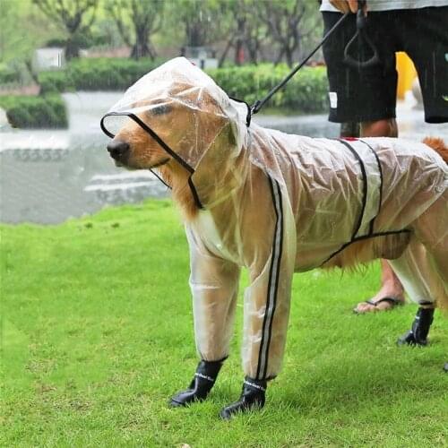 Pet Raincoat Dog Clothing Hooded Transparent Waterproof Teddy Large Dog Rain Out Clothes for Puppy Four Feet Hoodies Animal Coat