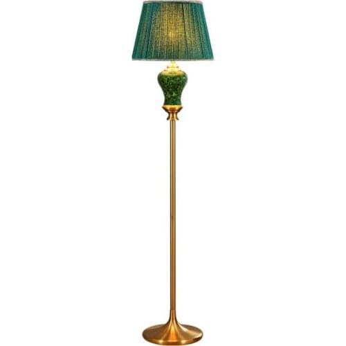 Foyer Ceramic Dimmer Floor Lamp Nordic Europe Green Porcelain Vintage High End Floor Lamp for Bed Room Parlor H 165cm 2555