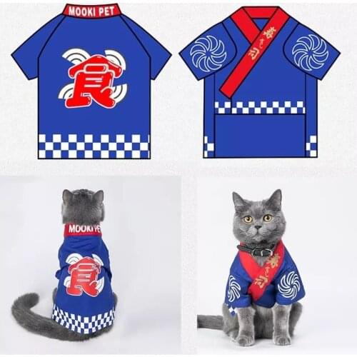 Pet Dog Cat Clothes Spring Summer Kimono New Japanese Style Hidden Snap Design Printing Cotton Fabric Casual Cat Dog Jacket