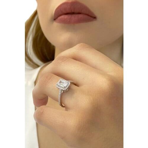 Diamond Model Baget Zircon Top Quality 925 Sterling Silver Ring