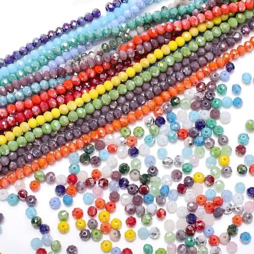 4/6/8mm AB Rondelle Crystal Beads Faceted Glass Round Beaded For DIY Making Jewelry Accessories Needlework Wholesale In Bulk
