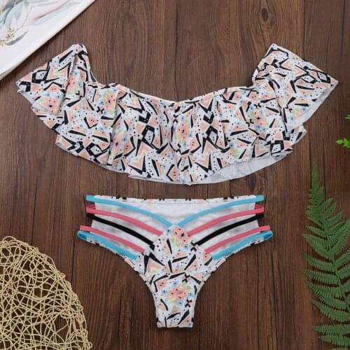 Bikini womens printed split swimsuit set one neck Summer Beach Bikini Swimsuit SAGACE bikinis 2021 mujer Beachwear Set