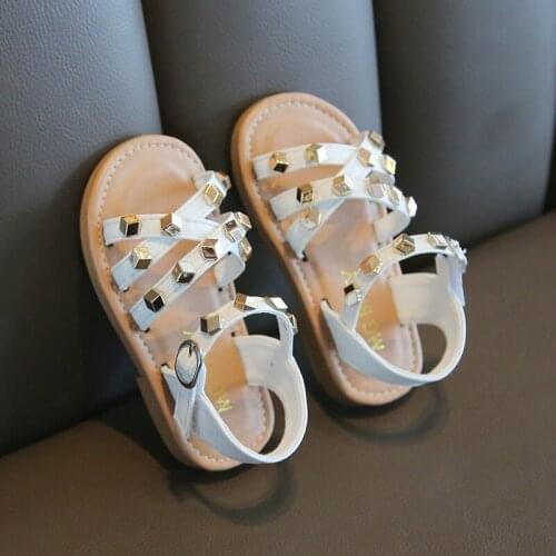 Summer Kids Rivets Princess Sandals For Toddler Baby Little Girls Soft Bottom Korean Beach Sandals 1 2 3 4 5 6 7 8 Years Old New