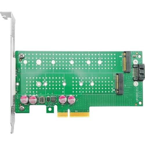 Linkreal Dual M.2 Adapter - NVMe and SATA on One Card - PCIe 4.0 x4 Adapter Card - Speed and Flexibility-LRNV9511