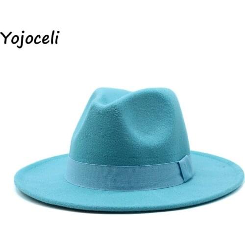 Yojoceli Fashion autumn women fedora hats Vintage warm jazz trilby caps Wool fedora hat Chapeau femme feutre panaman hat