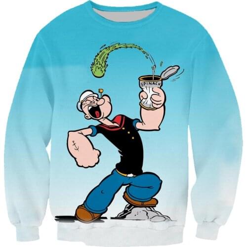 3D Print Sweatshirts Cartoon Anime Popeye Men Jacket Pullover Hoodies Long Sleeve Crewneck Streetwear Hoody Clothes Sudaderas