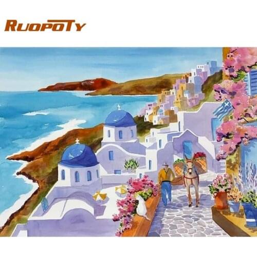 RUOPOTY 60x75cm Frame DIY Painting By Numbers acrylic Landscape Hand Painted Oil Paint By Numbers For Home Decor Gift