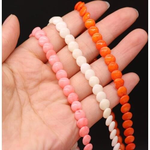 Natural Coral Beads Button Shape Loose Hole Beads Good Quality for Jewelry Making DIY Necklace Bracelet Accessories 3x6mm