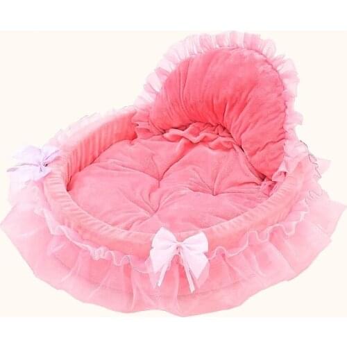 New Pink Lace Princess Dog Bed Soft Sofa For Small Dogs Puppy House Pet Doggy Teddy Bedding Cat Dog Beds Nest Mat Kennels