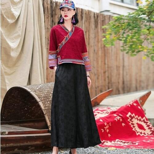 Chinese Style Clothing Women Clothes 2021 Cheongsam Top Chinese Traditional Shirt Blouse Cotton Hanfu Ladies Chinese Tops 11983