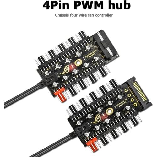 1 to 10 4 Pin PWM Cooler Fan HUB Splitter Extension PC Speed Control Board PWM SATA Controller Adapter Computer Accessories