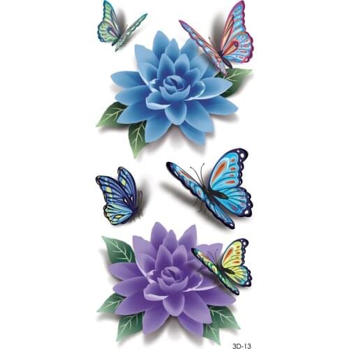 3D Butterfly Tattoo Decals Body Art Decal Flying Butterfly Waterproof Paper Temporary Tattoo 10*20cm