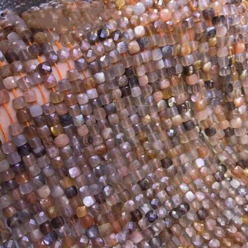 Black sunstone square faceted 4/5mm for DIY jewelry making loose beads FPPJ wholesale beads nature gemstone