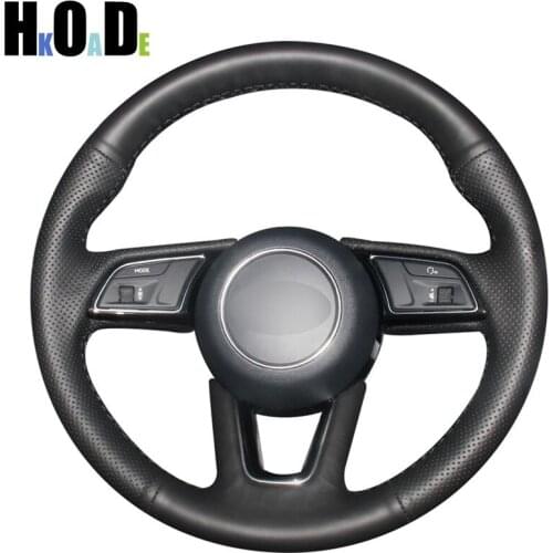 Hand-stitched Black Artificial Leather Steering Wheel Cover for Audi A3 2017-2019 A4 2017-2019 A5 2018-2019 S5 2018-2019