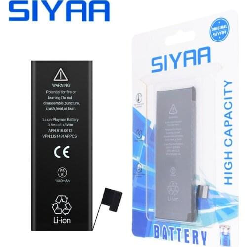 SIYAA Battery For Apple iPhone 5 5G 1440mAh High Capacity Replacement Mobile Phone Batteries Bateria Free Tools Retail Package