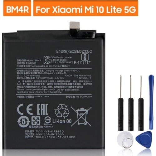 Original Replacement Battery For Xiaomi Mi 10 Lite 5G Mi10 Lite Genuine Phone Battery 4160mAh