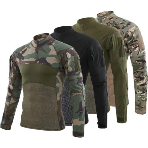 Tactical clothing Long Sleeve Combat Jersey Gen.4 Frog Suit Camouflage T-shirt Military Shirt for Men Outdoor Paintball Zip Tops