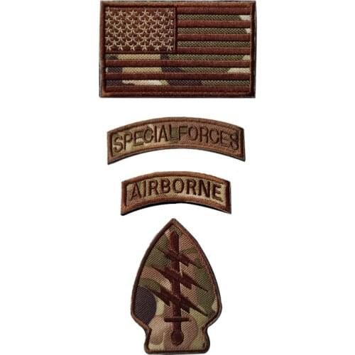 American Flag Lightning Specialforces Embroidery Velcro Patches Airborne Backpack Chapter Armband Army Tactical Military Badge
