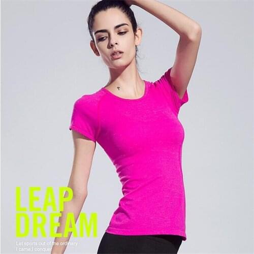 Women Shirts Quick dry Fitness Sports Gym Clothes Female Running Short Sleeve Nylon Sportswear Yoga Shirts Compression