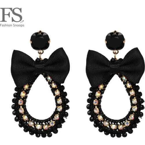 FASHIONSNOOPS Drop Rhinestone Crystal Big Earring Shiny Fashion Dangle Zinc Alloy Maxi Long Brinco 7 Colors Charm Ear Oorbellen