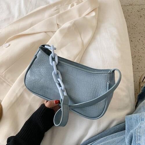 Stone Pattern PU Leather Shoulder Bags For Women 2020 Chain Design Crossbody Handbags Lady Travel Fashion Hand Bag S2269