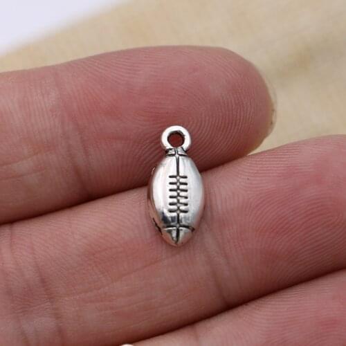 10Pcs Tibetan Silver Plated Football Charms Pendant for Jewelry Making Bracelet Necklace DIY Accessories Craft 15x7mm