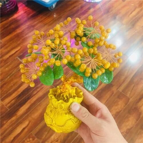 15cm natural crystal fortune chalcedony tree fortune tree ornaments