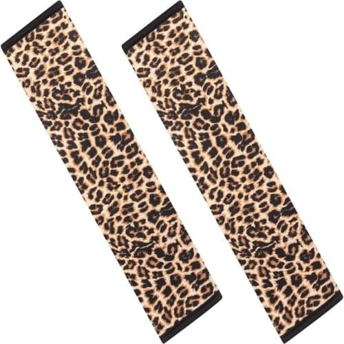2 Pcs Leopard Seat Belt Covers - Soft Comfort Leopard Car Seatbelt Shoulder Strap Pads Safety Belt Covers Protective Sleeves