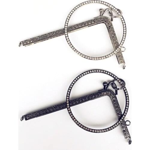 5 Right Angle Phone Bag Kiss Clasps Purse Wallet Frames Clutch Crystal Circle Wrist DIY Leather Crafts Sewing Parts Accessories