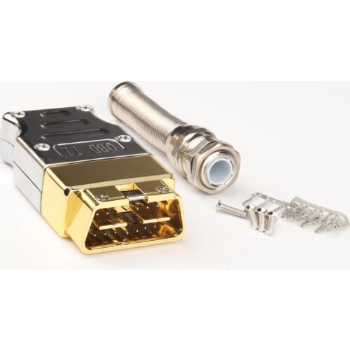 AZGIANT Metal Car OBD2 Interface 16 pin Assembly OBD Connector Zinc Alloy OBDII Male J1962M Diagnostic Tool Accessories