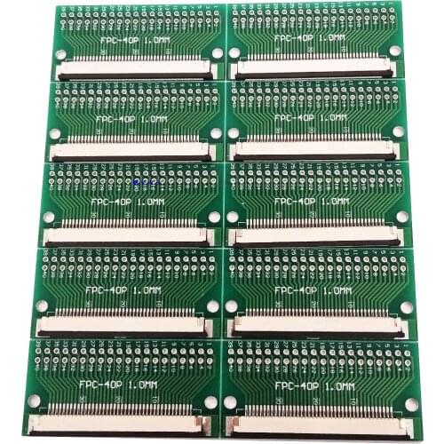 Free shipping 10pc FFC FPC 40PIN transfer board with connector FFC to DIP 2.54 TFT LCD panel 1mm 0.5mm pitch pcb double sided