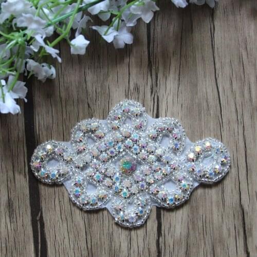 Free Shipping Wholesale 20pcs/lot 4'' Rhinestone Applique for Wedding Gown Bridal Sash Evening Wear Rhinestone Patch LSAP0908-1