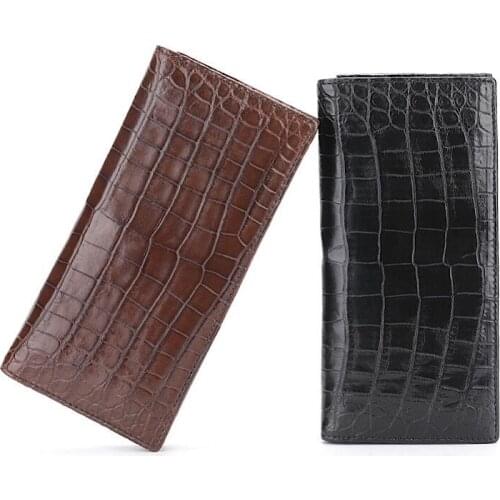 Free Shipping Luxury Real Crocodile leather bil-fold wallet men Aligator Belly Leather long purse wallet mens purse leather