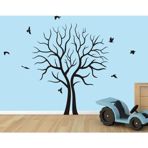 Large Split Tree Wall Stickers BRANCH Forest Birds Wall Sticker Vinyl Decor Decal Mural Art Decoration Living Room Poster SA367