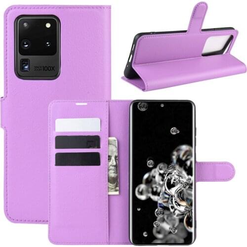 20pcs Leather Litchi Case Holder Card Slot Cover For Samsung Galaxy S21 Plus S20 FE Note 20 Ultra A02S A02 A12 A32 A42 A52 A72